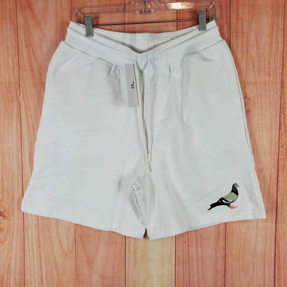 Staple Pigeon Shorts Mens Large White Embroidered Logo Drawstring